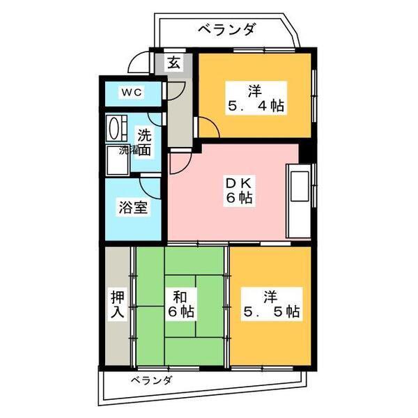 ピアネーズ喜多山(3DK/2階)の間取り写真