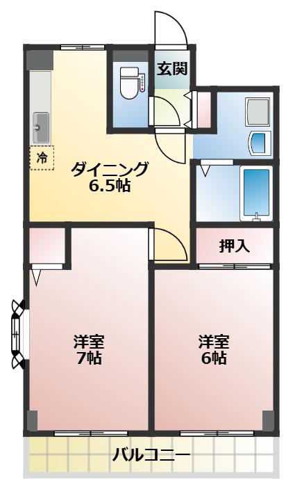 夏見ショッパーズ(2DK/5階)の間取り写真