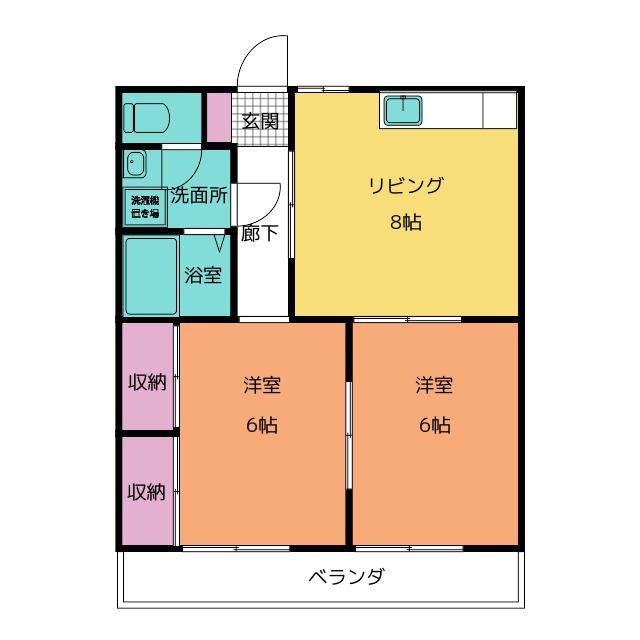 ティアラII(2LDK/2階)の間取り写真