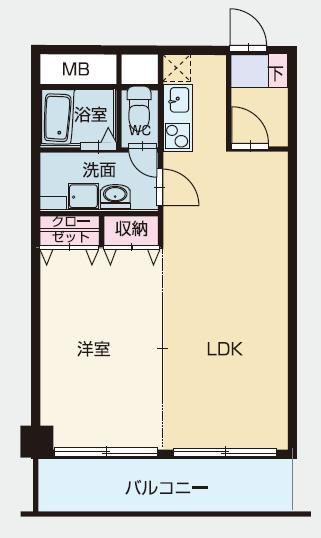 クラッセ博多駅南(1DK/9階)の間取り写真