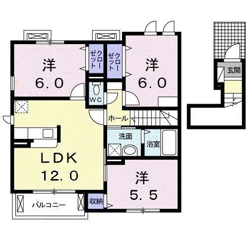プリムローズ(3LDK/2階)の間取り写真