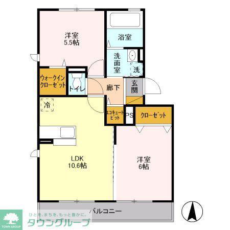 キャピタル美南 A(2LDK/3階)の間取り写真
