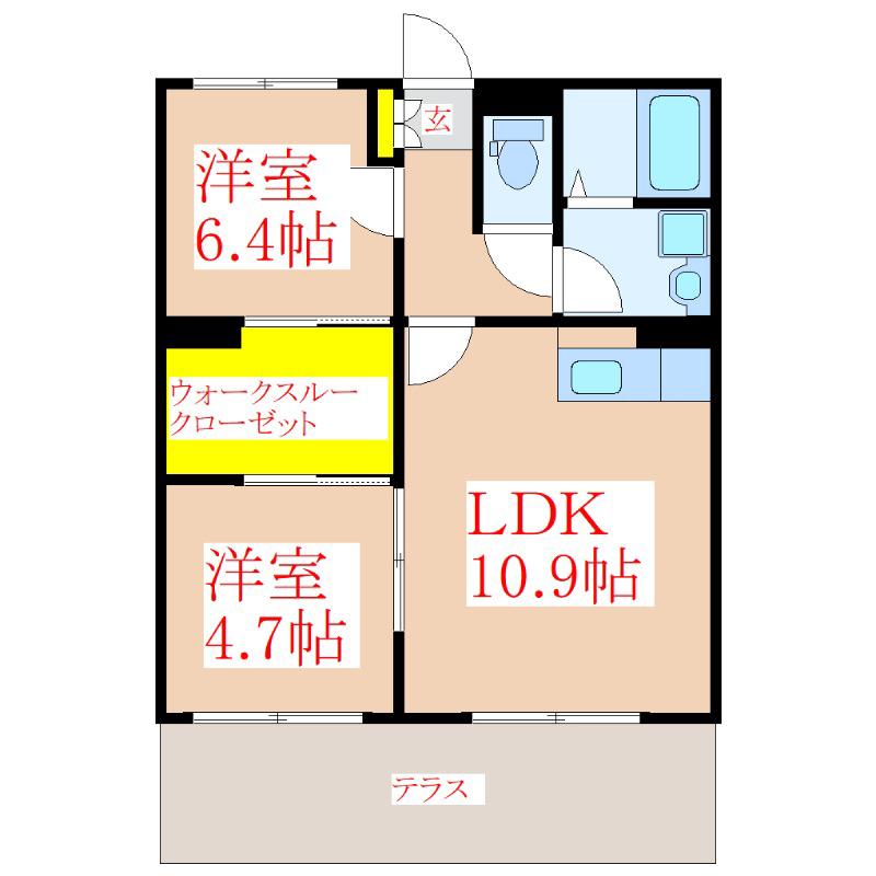 ベーシックパレス(2LDK/1階)の間取り写真