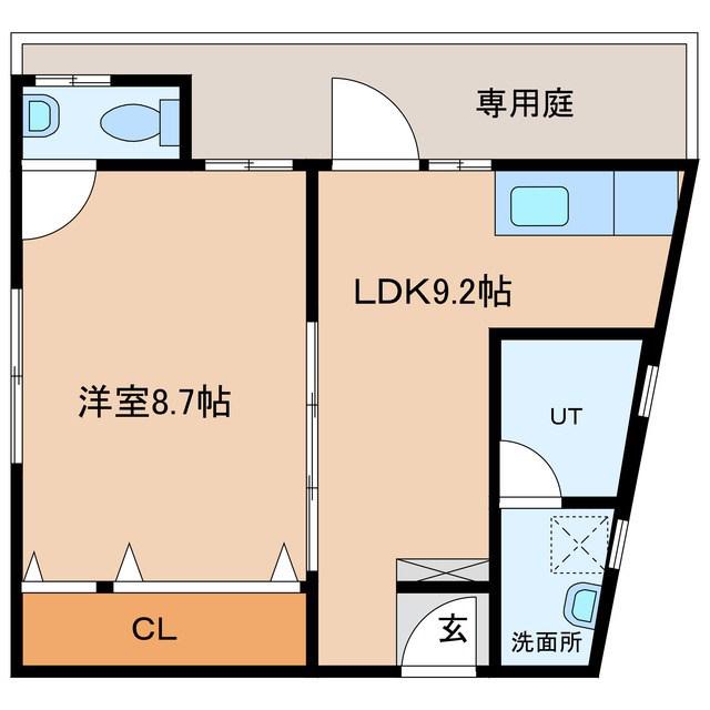 コーポウエムラ(1LDK/1階)の間取り写真