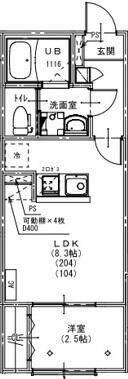 KEIAI RESIDENCE 西所沢III(1LDK/2階)の間取り写真