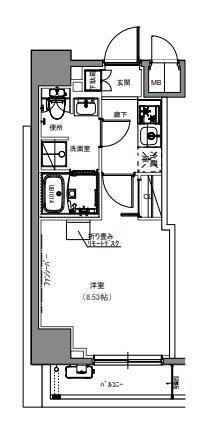 S-RESIDENCE両国緑(1K/6階)の間取り写真