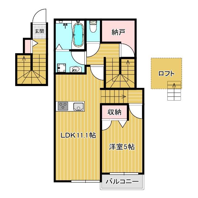 BELLE LEAD加古川 イチョウ並木(1SLDK/2階)の間取り写真