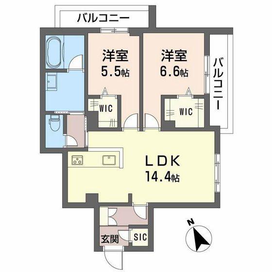 LA MAISON CALME(2LDK/2階)の間取り写真