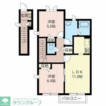 サニーコートA(2LDK/2階)の間取り写真