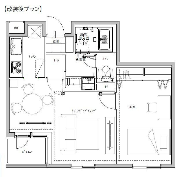 ローレルフラット(1LDK/2階)の間取り写真