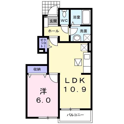 エクセレント(1LDK/1階)の間取り写真