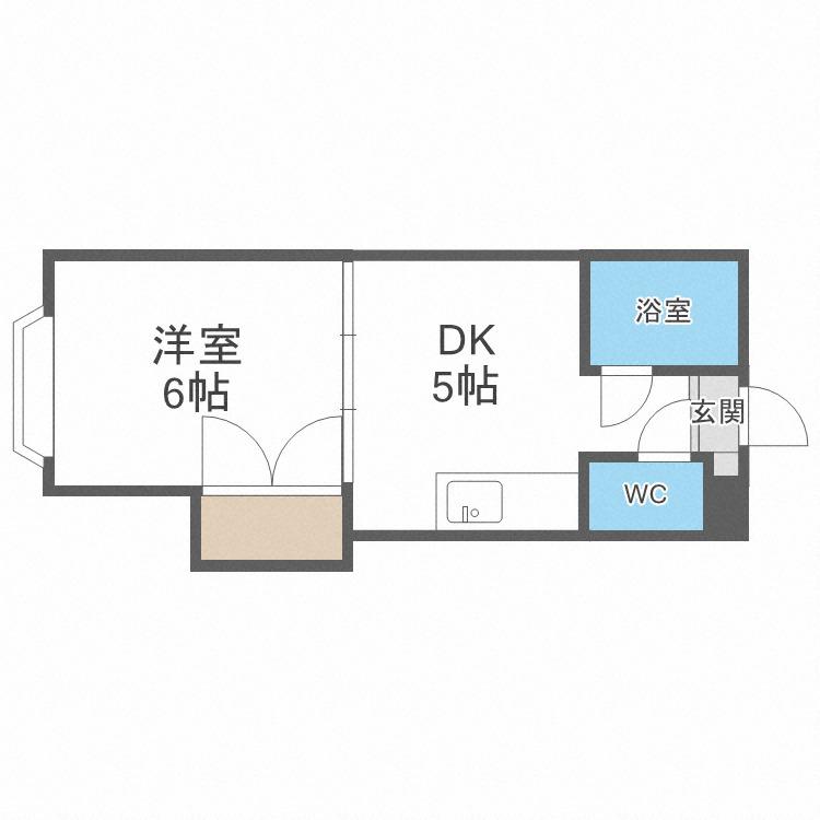 藤井ビル北10条(1DK/1階)の間取り写真