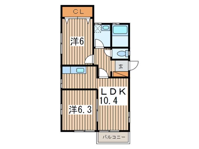 ジョエいずみA(2LDK/2階)の間取り写真