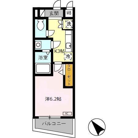レジデンス浜田(1K/3階)の間取り写真
