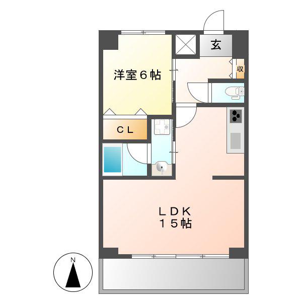 ブルームライフ今池(1LDK/9階)の間取り写真