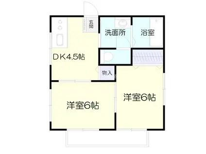 メゾンドフルールB(2DK/1階)の間取り写真