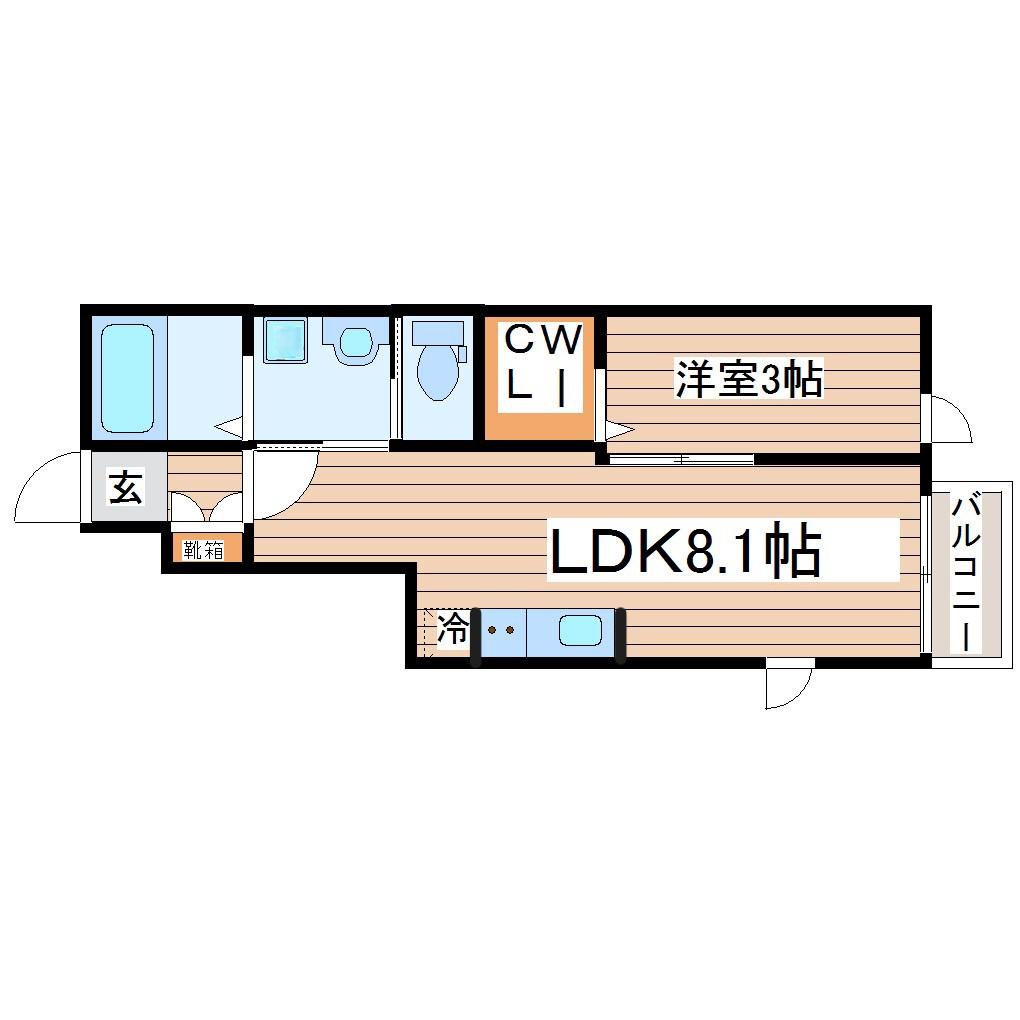 MEI八乙女(1DK/1階)の間取り写真