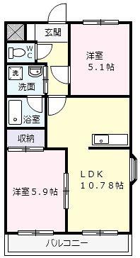 メゾン・MA(2LDK/2階)の間取り写真
