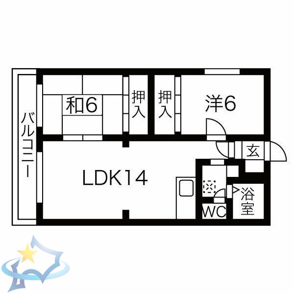 エルシー発寒(2LDK/2階)の間取り写真