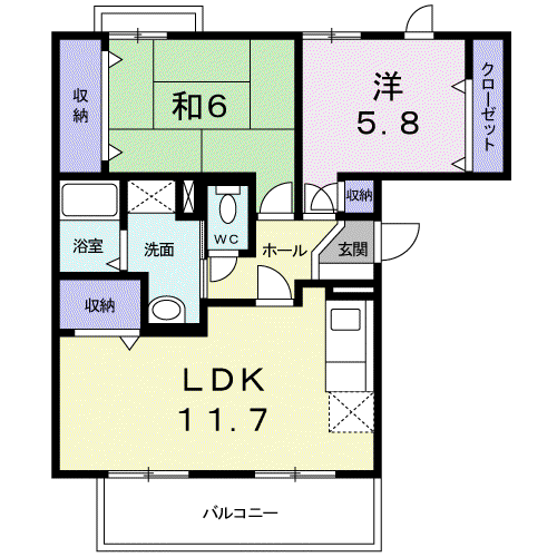 ラフォーレII(2LDK/1階)の間取り写真