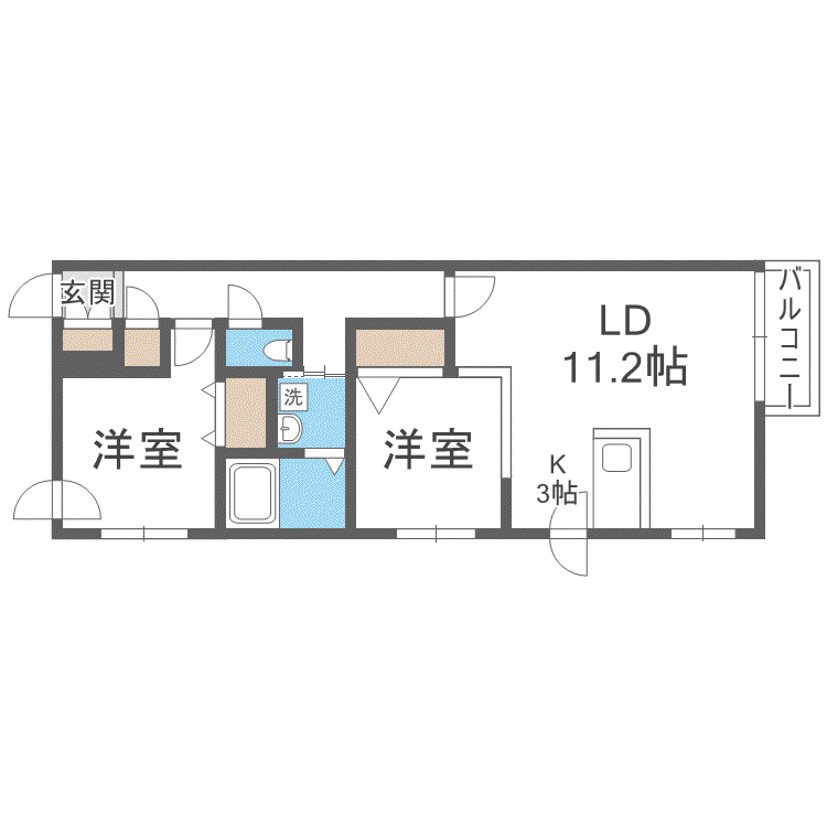 サクラディア苗穂(2LDK/3階)の間取り写真