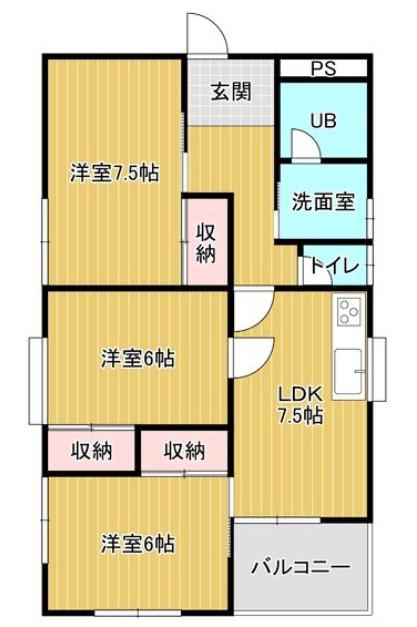 リアライズ春日町(3DK/2階)の間取り写真