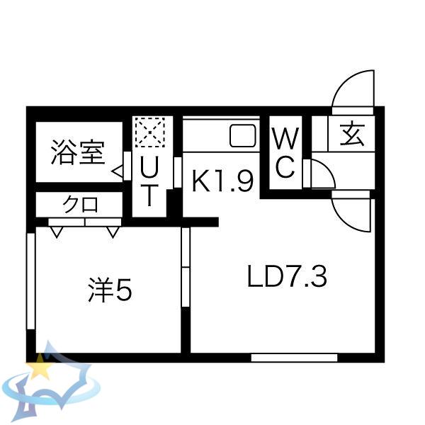 RUGGER西町(1LDK/3階)の間取り写真
