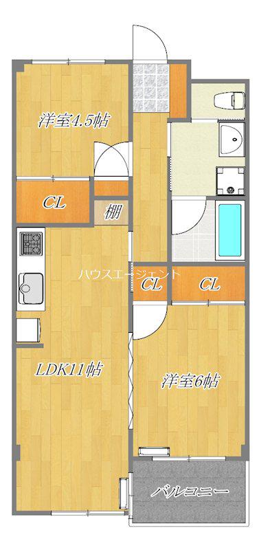 オークハイツ(2LDK/3階)の間取り写真