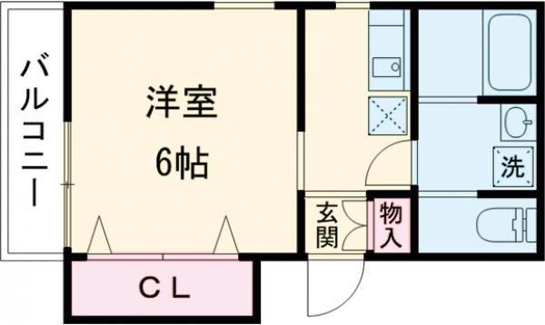 コラボ熊内橋通(1K/2階)の間取り写真