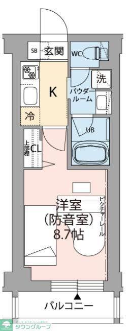 ミュージション世田谷赤堤(1K/3階)の間取り写真