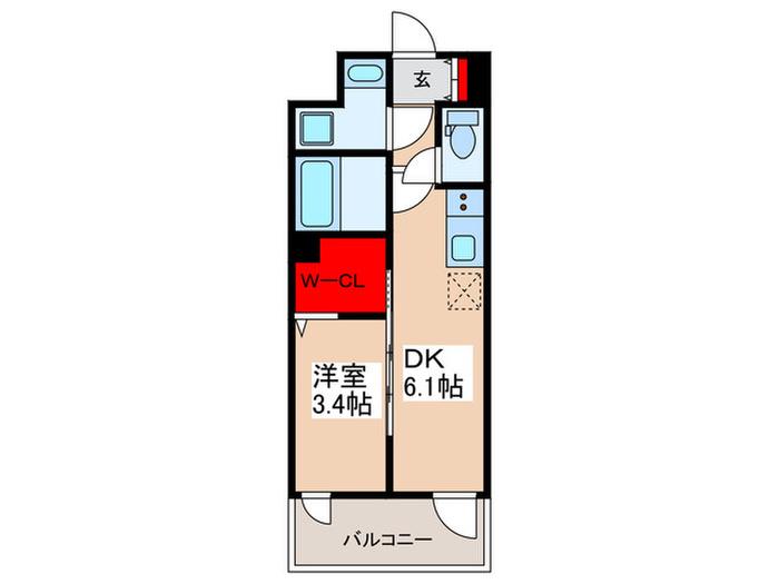 グランカーサ住吉III(1DK/2階)の間取り写真