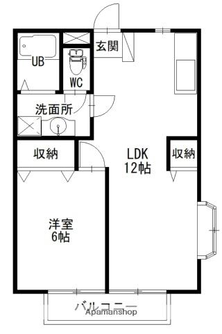 プロヴァンスB(1LDK/2階)の間取り写真