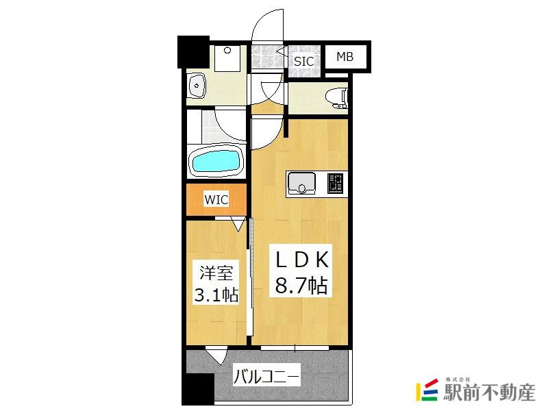 グランフォーレ千早マークスクエアウエスト(1LDK/6階)の間取り写真
