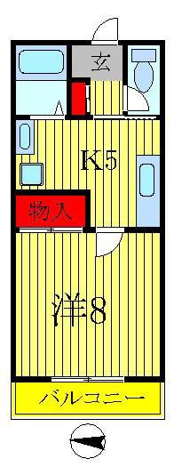 フリーデ2(1DK/2階)の間取り写真