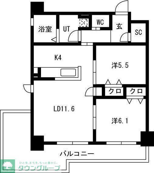 グランテラス藤が丘(2LDK/4階)の間取り写真