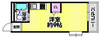 YTSマンション喜志(ワンルーム/3階)の間取り写真