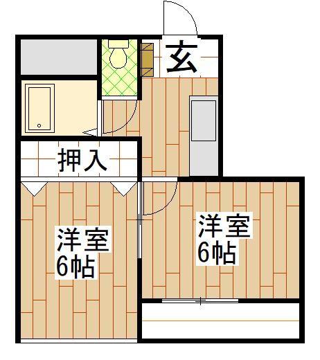 陽行マンション(2K/3階)の間取り写真