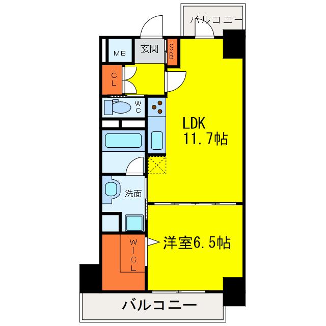 レジデンス西梅田(1LDK/9階)の間取り写真