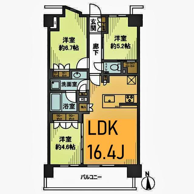 ヒルサイドフォレスト横浜戸塚・フォレスト棟(3LDK/8階)の間取り写真