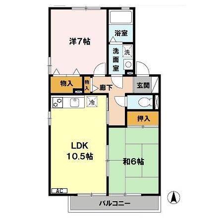ルミエール北夙川 A棟(2LDK/1階)の間取り写真