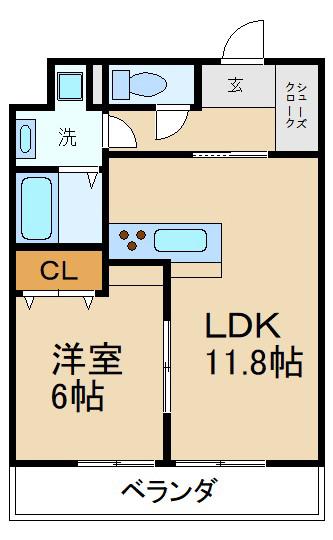 メゾンレヴナ木田町(1LDK/3階)の間取り写真