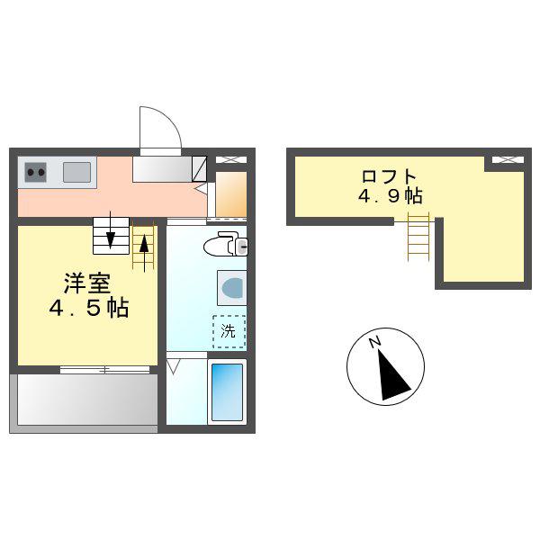 TOMS TENEMENT 3(1SK/2階)の間取り写真