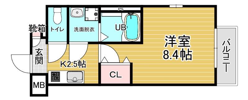 ブルックス福島(1K/9階)の間取り写真