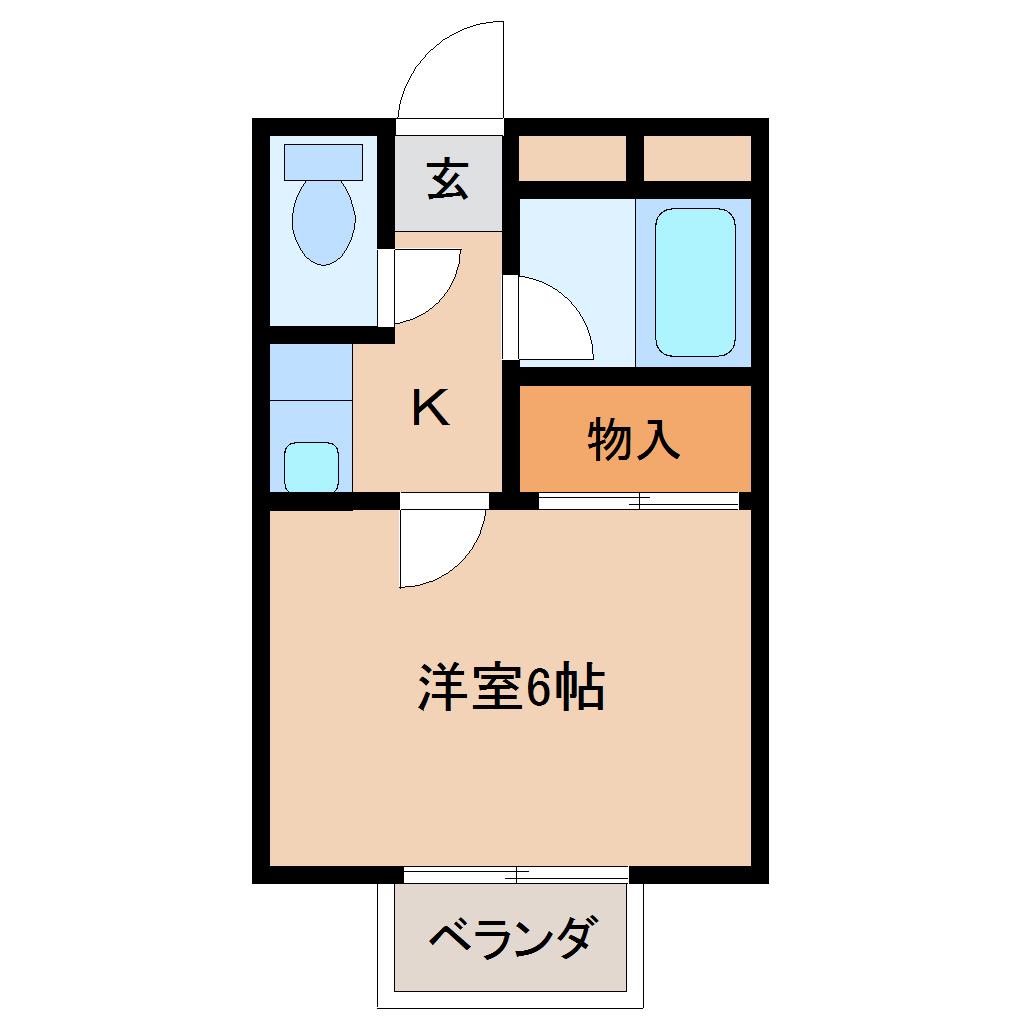 アリス桐生第3(1K/2階)の間取り写真