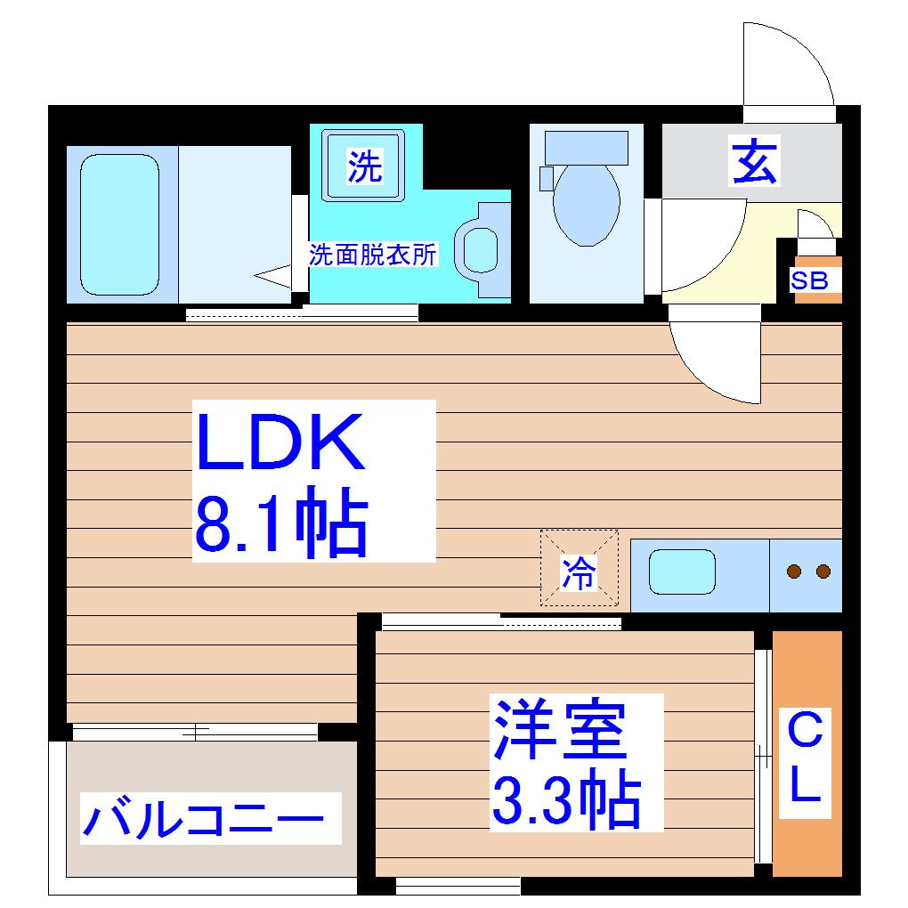 R‐SMART南仙台(1LDK/2階)の間取り写真