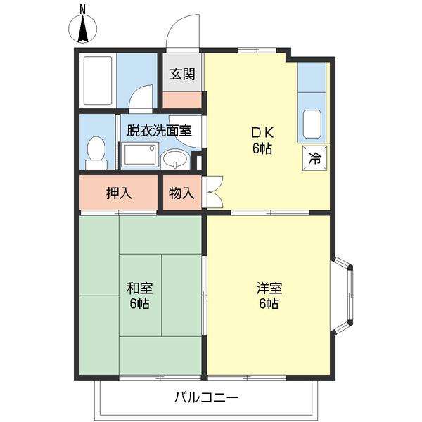 プレミール(2DK/2階)の間取り写真