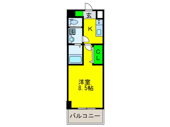 レクシア平野ディオ(1K/8階)の間取り写真