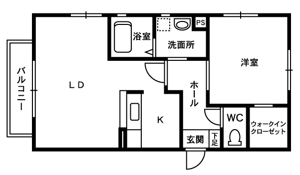 ボヌールM(1LDK/1階)の間取り写真