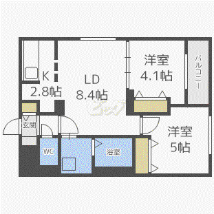 ファランドール札幌(2LDK/4階)の間取り写真