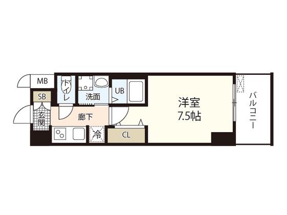 S-RESIDENCE表町(1K/14階)の間取り写真